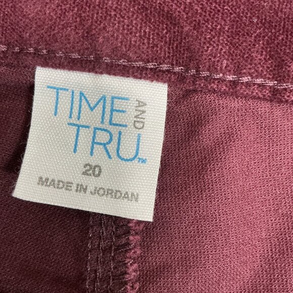 Time And Tru Womens Size 20 Burgundy Wine  High Rise Wide Leg Velvet Pants - Picture 3 of 12